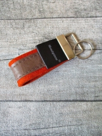 Schlüsselanhänger de luxe rost orange braun Wollfilz Leder - MONDSPINNE