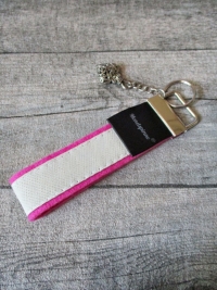 Schlüsselanhänger extra de luxe rosa weiß Wollfilz Leder Charm - Mondspinne