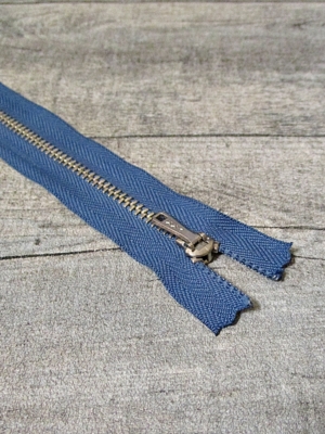 Reißverschluss graublau altsilber 18 cm lang 2,7 cm breit YKK - MONDSPINNE