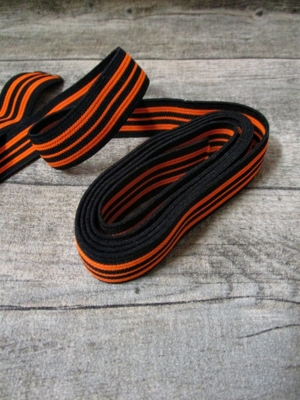 Gummiband Elastikband 2 cm Polyester Elastodien schwarz neonorange - MONDSPINNE