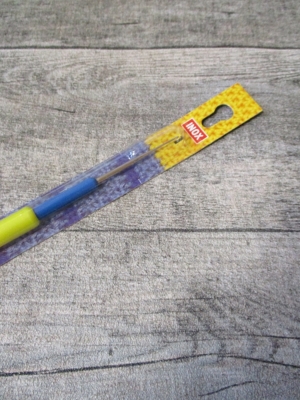 Häkelnadel INOX IMRA Prym Stärke 1,0 silber-gelb-blau Metall Kunststoff - MONDSPINNE