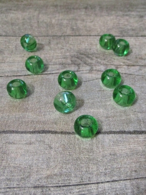 Glasperlen Glaskugeln Großlochperlen hellgrün 14x10 mm Lochgröße 5,5 mm - MONDSPINNE