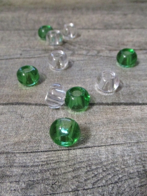 Glasperlen Glaskugeln Großlochperlen hellgrün klar durchsichtig transparent 14x10 mm Lochgröße 5,5 mm - MONDSPINNE