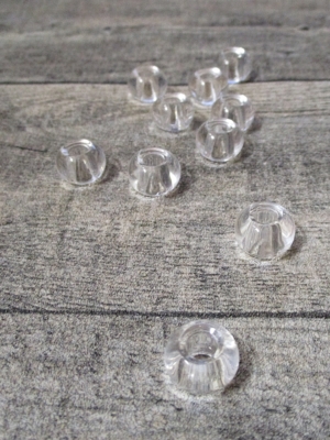 Glasperlen Glaskugeln Großlochperlen klar transparent durchsichtig 14x10 mm Lochgröße 5,5 mm - MONDSPINNE