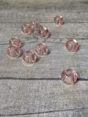Glasperlen Glaskugeln Großlochperlen rosa 14x10 mm Lochgröße 5,5 mm - MONDSPINNE