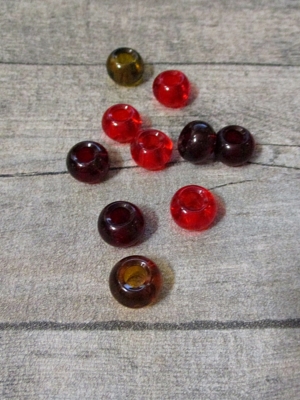 Glasperlen Glaskugeln Großlochperlen rot gelb 14x10 mm Lochgröße 5,5 mm - MONDSPINNE