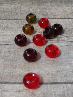 Glasperlen Glaskugeln Großlochperlen rot gelb 14x10 mm Lochgröße 5,5 mm - MONDSPINNE