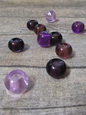 Glasperlen Glaskugeln Großlochperlen violett rosa 14x10 mm Lochgröße 5,5 mm - MONDSPINNE