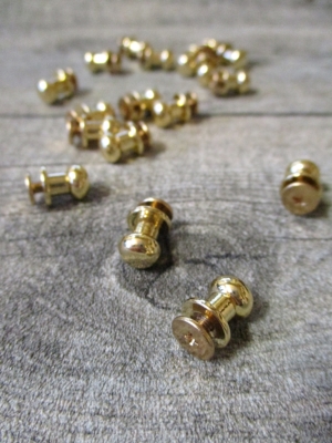Knopfniete Kopfschraubniete Beiltaschenknopf Patronentaschenverschluss gold Metall 10x8 mm - MONDSPINNE