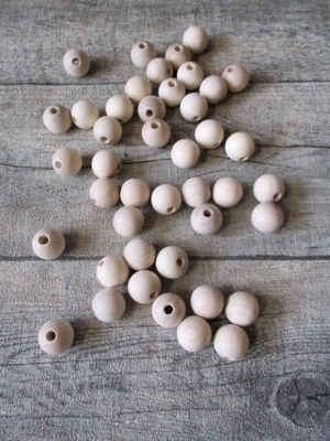 Kugeln Perlen Holzkugeln Holzperlen natur Rohholzkugeln unlackiert 15 mm Lochgröße 4 mm - MONDSPINNE