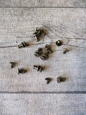 Knopfniete Kopfschraubniete Beiltaschenknopf Patronentaschenverschluss altmessing Metall 8x4 mm - MONDSPINNE