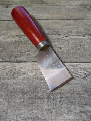 Messer Ledermesser Schärfmesser zum Ausdünnen Metall Holz rotbraun silber 165 mm Klinge 63x35 mm - MONDSPINNE