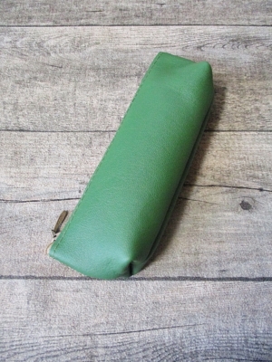 Federmäppchen Stiftemäppchen Federtasche mit Boden grün-beige Leder - MONDSPINNE