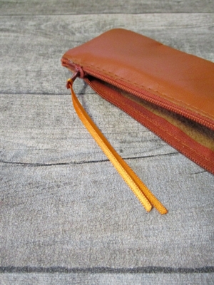 Federmäppchen Stiftemäppchen braun-orange Leder - MONDSPINNE