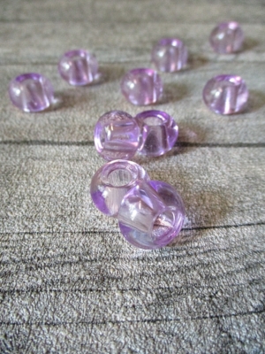 Glasperlen Glaskugeln Großlochperlen hellviolett 14x10 mm Lochgröße 5,5 mm - MONDSPINNE