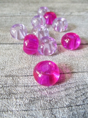 Glasperlen Glaskugeln Großlochperlen hellviolett pink 14x10 mm Lochgröße 5,5 mm - MONDSPINNE