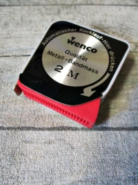 Maßband Bandmaß Metermaß Rollmaß Rollmaßband Metallbandmaß Metallmaßband viereckig schwarz-silbergrau-rot 200 cm wenco - MONDSPINNE
