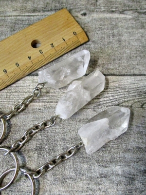 Bergkristall klar transparent weiß länglich Schlüsselanhänger - MONDSPINNE