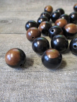Holzperlen Holzkugeln Großlochperle Perlen Holz schwarz braun Ebenholz rund 20 mm - MONDSPINNE