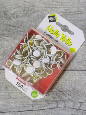 Reißnägel Reißbrettstifte Hello Yello Metall Kunststoff weiß 150 Stk - MONDSPINNE
