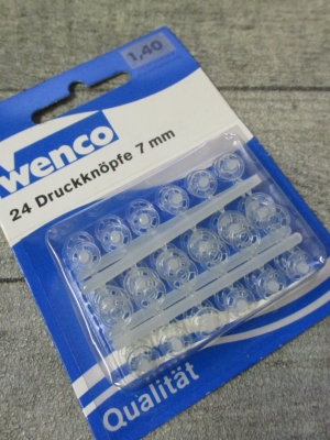 Druckknöpfe Kunststoff transparent 24 Stück 7 mm Wenco