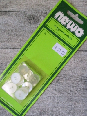 Hemdenknöpfe 18 Stück 15 mm transparent Kunststoff NEWO Wenco