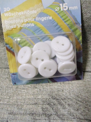 Wäscheknöpfe 20 Stück 15 mm weiß Kunststoff Prym