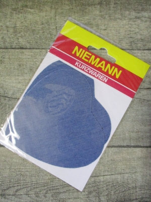Flicken Bügelflleck hellblau jeansblau Niemann herzförmig - MONDSPINNE