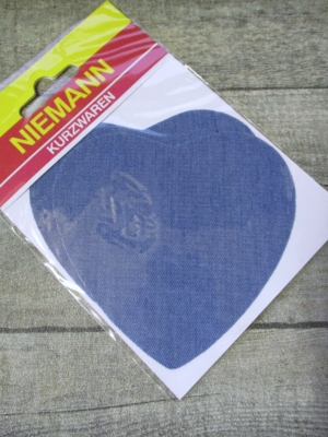 Flicken Bügelflleck hellblau jeansblau Niemann herzförmig - MONDSPINNE