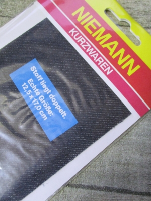 Flicken Bügelflleck schwarz Jeansoptik Niemann rechteckig 125x170 mm - MONDSPINNE