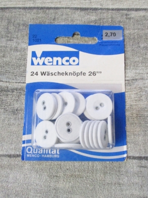 Wäscheknöpfe Wenco 24Stk. 26''' 16mm weiß Metallösen - Mondspinne