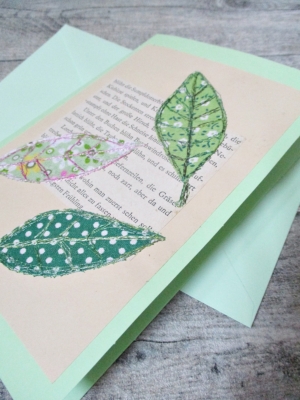 Grußkarte Klappkarte Blätter natur-mint - Mondspinne