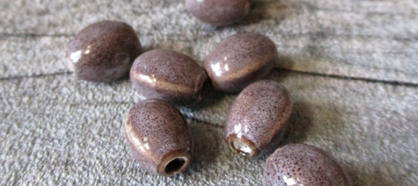 Porzellanperlen 12x9 mm hellbraun beige Großlochperlen Lochgröße 2,8 mm - MONDSPINNE